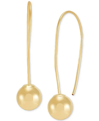 Polished Ball Fish Hook Wire Drop Earrings in 14k Gold