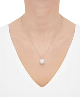 Honora Cultured Ming Pearl (12mm) & Diamond (1/4 ct. t.w.) Halo 18" Pendant Necklace in 14k Gold