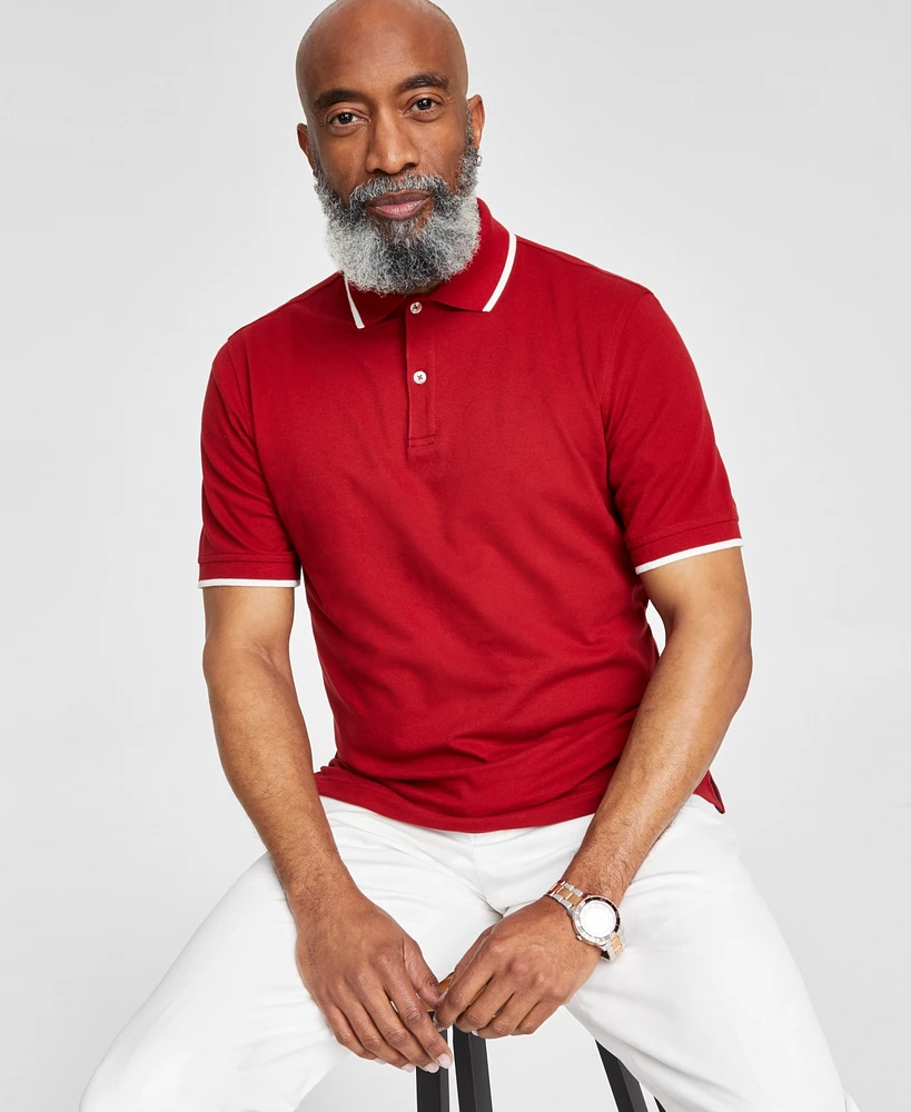 Club Room Men's Regular-Fit Tipped Performance Polo Shirt