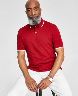 Club Room Men's Regular-Fit Tipped Performance Polo Shirt