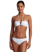 Lauren Ralph Lauren Womens Shirred V Wire Bandeau Bikini Top Beach Club Hipster Bikini Bottoms