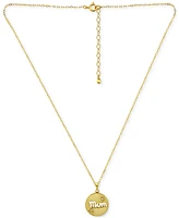 Giani Bernini Cubic Zirconia Mom Heart Disc Pendant Necklace in 18k Gold-Plated Sterling Silver, 16" + 2" extender, Created for Macy's