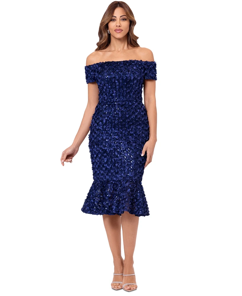 Xscape Women's Off-The-Shoulder Lace Fit & Flare Dress