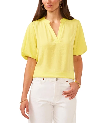 Vince Camuto Women's V-Neck Short Puff Sleeve Blouse