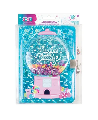 Make It Real Bubble Gum Glitter Locking Journal with Pen
