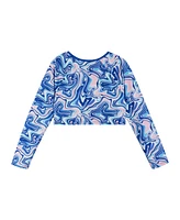 Andy & Evan Big Girls Blue Marble Long Sleeve Rashguard Set