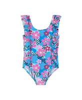 Andy & Evan Little Girls Toddler/Child Aqua Floral Print One-Piece Swimsuit