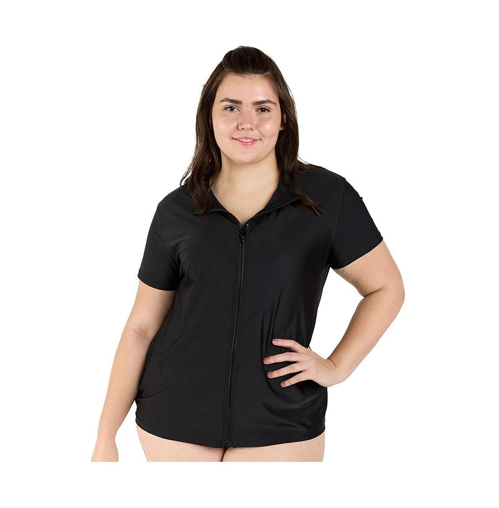 Calypsa Plus Size Full-Zip Adele Swim Top