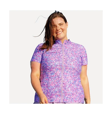 Calypsa Plus Size Full-Zip Adele Swim Top