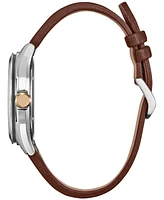 Citizen Eco-Drive Men's Disney Mickey Mouse Explorer Brown Leather Strap Watch 41mm