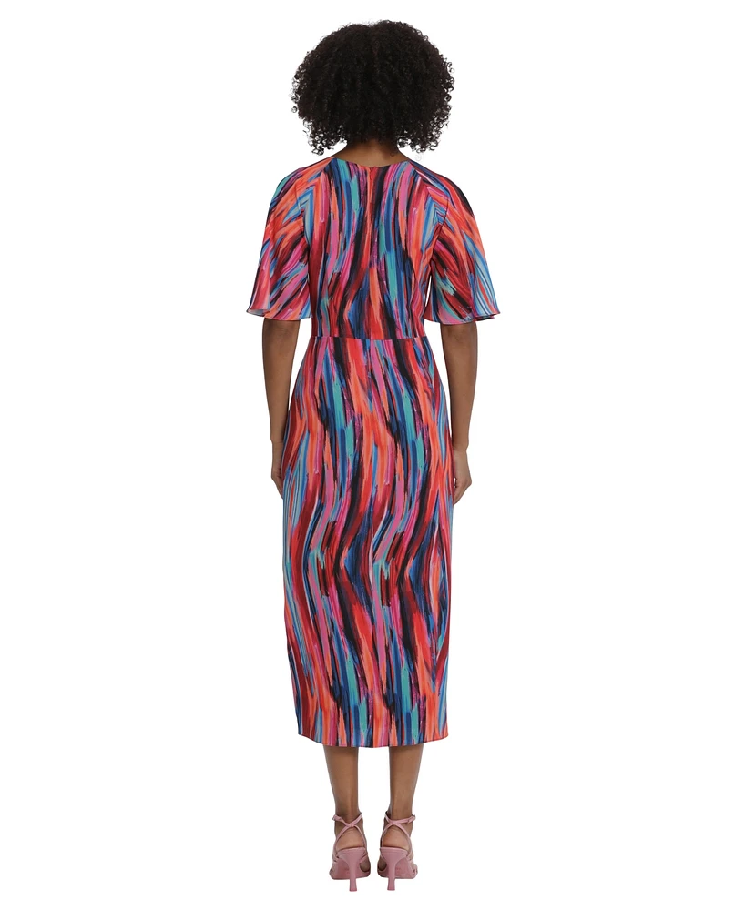 Maggy London Women's Printed Raglan-Sleeve Wrap Dress