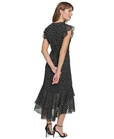 Tommy Hilfiger Women's Polka-Dot Ruffled Midi Dress