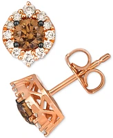 Le Vian Chocolate Diamond & Nude Halo Stud Earrings (3/4 ct. t.w.) 14k Gold (Also Available White or Rose Gold)