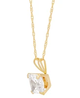 Princess-Cut Cubic Zirconia Pendant Necklace in 14k Gold or White Gold