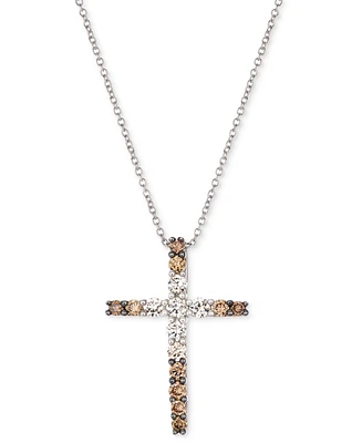 Le Vian Chocolate Ombre Diamond Cross 18" Pendant Necklace (1/2 ct. t.w.) 14k Gold (Also Available Rose or White Gold)