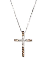 Le Vian Chocolate Ombre Diamond Cross 18" Pendant Necklace (1/2 ct. t.w.) 14k Gold (Also Available Rose or White Gold)