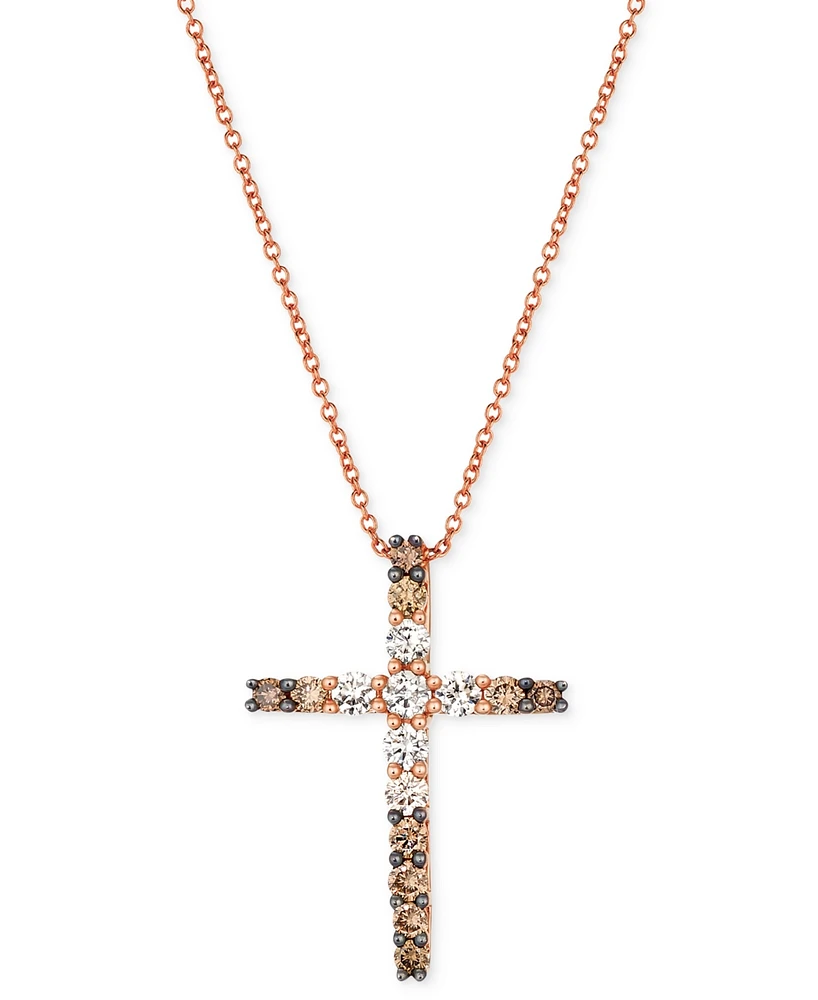 Le Vian Chocolate Ombre Diamond Cross 18" Pendant Necklace (1/2 ct. t.w.) 14k Gold (Also Available Rose or White Gold)