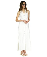 Michael Kors Petite Belted Button-Down Linen Maxi Dress