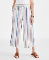 Style & Co Women's Stripe Cropped Drawstring Pants, Created for Macy's