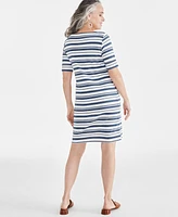 Style & Co Women's Printed Boat-Neck Elbow Sleeve Dress, Created for Macy's