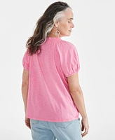 Style & Co Women's Embroidery Vacay Top