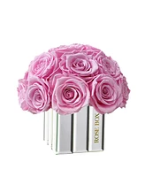 Rose Box Nyc Half Ball of Pink Blush Long Lasting Preserved Real Roses in Mini Modern Vase, 25