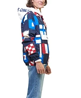 Members Only Men's Flag Print Pullover Windbreaker Jacket