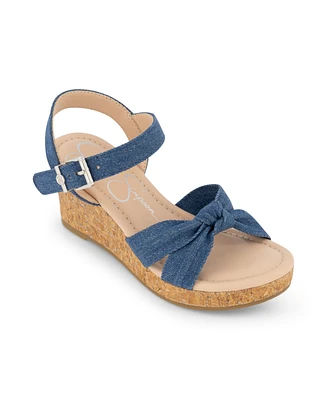 Jessica Simpson Little and Big Girls Asha Knot Sparkly Cork Wedge Sandals