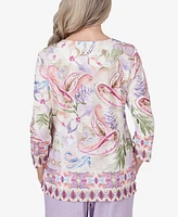 Alfred Dunner Petite Garden Party Paisley Floral Border Top