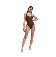 au naturel by Gottex Women's Solid Textured Scoop neck one piece swimsuit with low U back