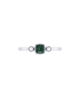 LuvMyJewelry Cushion Cut Emerald Gemstone, Natural Diamonds Birthstone Ring 14K White Gold