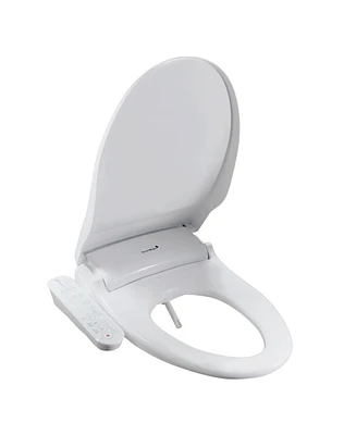 SmartBidet Sb-100C Electric Bidet Seat for Elongated Toilets with Attached Control Panel, White