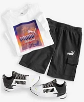 Puma Summer Nights T Shirt French Terry Fleece 10 Cargo Shorts