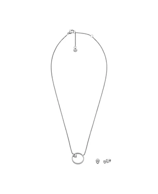 Skagen Women's Kariana Gift Set Glitz Heart Earrings and Necklace, SKJB1016SET