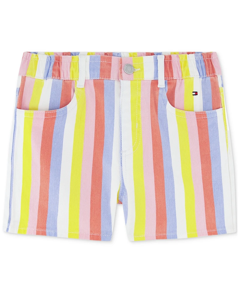 Tommy Hilfiger Little Girls Striped Denim Shorts