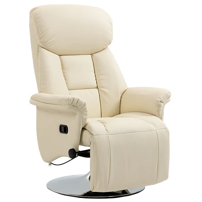 Simplie Fun Cream White Manual Recliner with Footrest & Steel Base