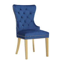Simplie Fun Simba Gold 2 Piece Dining Chair Finish With Velvet Fabric In Navy