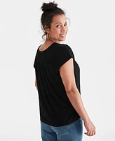 Style & Co Women's Short-Sleeve Smocked-Neck Knit Top