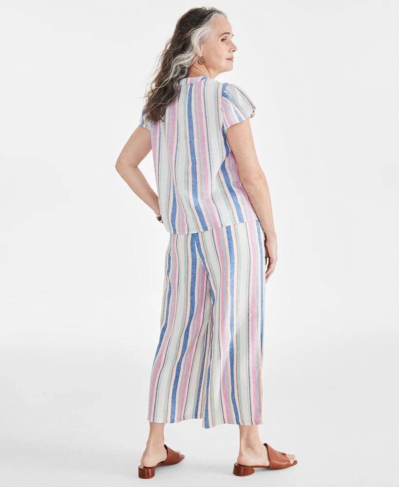 Style & Co Women's Stripe Cropped Drawstring Pants, Created for Macy's