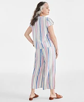 Style & Co Women's Stripe Cropped Drawstring Pants, Created for Macy's