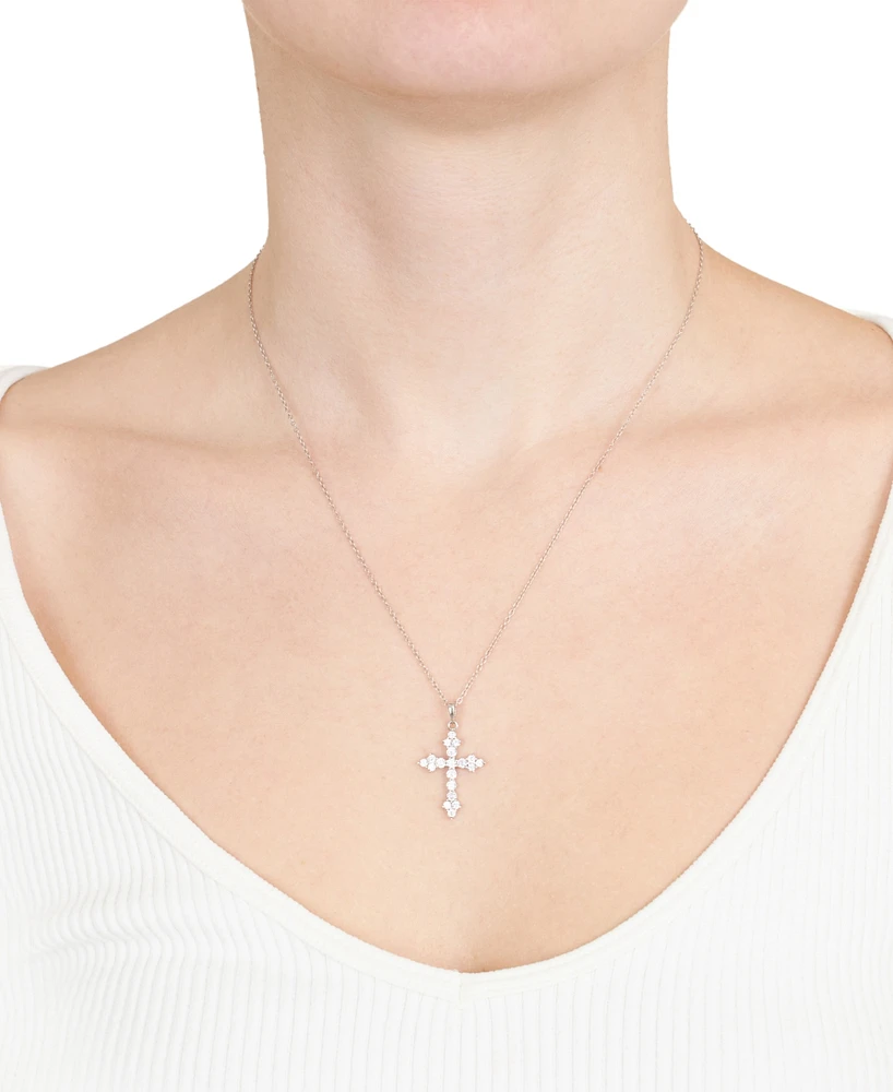 Giani Bernini Cubic Zirconia 18" Cross Pendant Necklace in Sterling Silver, Created for Macy's