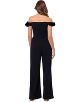 Xscape Women's Off-The-Shoulder Ruffle Straight-Leg Jumpsuit