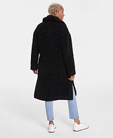 Bcbgmaxazria Petite Notched-Collar Teddy Coat