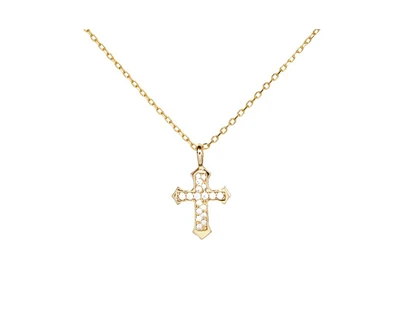 Little Sky Stone Sterling Silver 14K Gold Plated Evelyn Cross Pendant Necklace