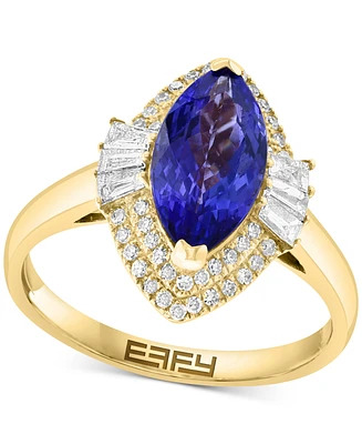 Effy Tanzanite (1-3/4 ct. t.w.) & Diamond (1/3 ct. t.w.) Marquise Halo Ring in 14k Gold