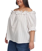 Tommy Hilfiger Plus Cotton Off-The-Shoulder Top