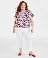 Style & Co Plus Flutter-Sleeve Top, Created for Macy's