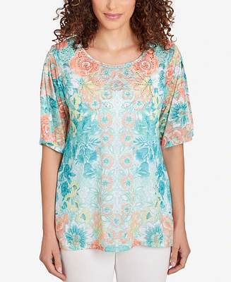 Ruby Rd. Petite Embroidered Floral Top