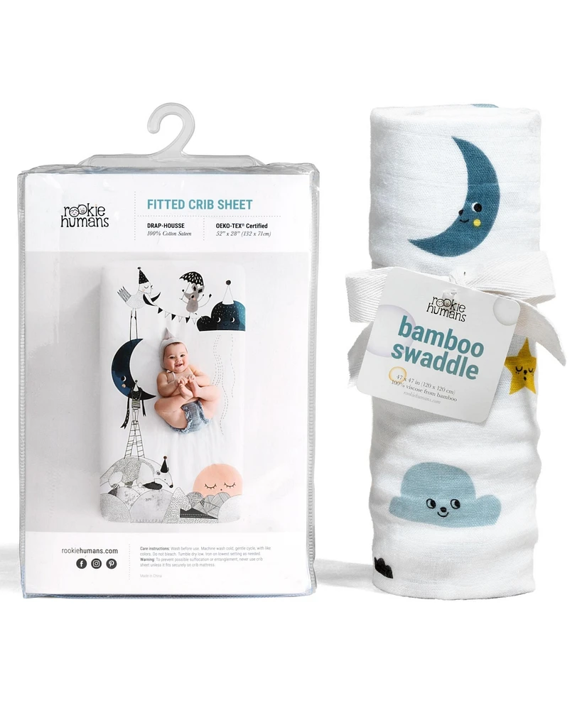 The Moon's Birthday Crib Sheet & Swaddle Bundle