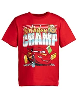 Disney Toddler Boys Pixar Cars Lightning McQueen Birthday Graphic T-Shirt Red
